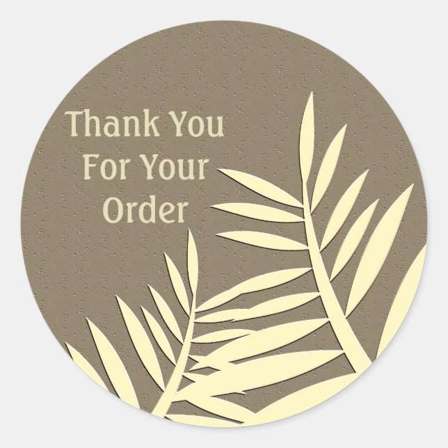 Sticker Rond Merci Pour Votre Commande Silhouette Feuille Brown (Devant)