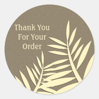 Sticker Rond Merci Pour Votre Commande Silhouette Feuille Brown