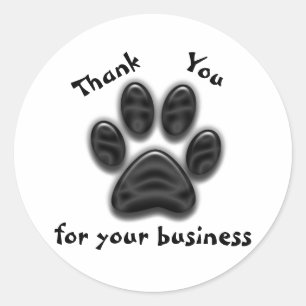 Sticker Rond Merci pour votre Empreinte de patte de chien d'aff
