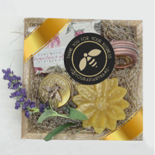 Sticker Rond Merci pour votre entreprise apéritif d'or abeille