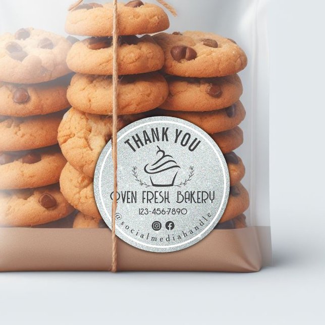 Sticker Rond Merci Pour Votre Entreprise Boulangerie Cupcake Ar (Créateur téléchargé)