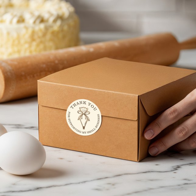 Sticker Rond Merci Pour Votre Entreprise Boulangerie Pâtisserie (Thank You For Your Business Bakery Pastry Bag Classic Round Sticker)