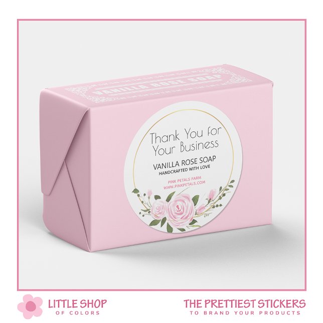 Sticker Rond Merci pour votre entreprise Floral Aquarelle (Créateur téléchargé)