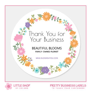 Sticker Rond Merci pour votre entreprise Florale