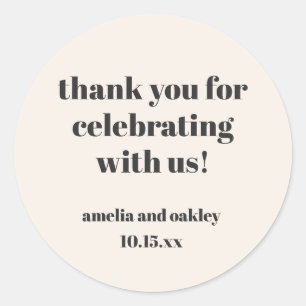Sticker Rond Merci pour votre mariage sur mesure Bold Ivory Bla