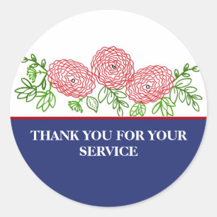 Sticker Rond Merci pour votre service Coquelicot de la fête des
