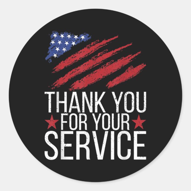 Sticker Rond Merci Pour Votre Service Memorial Day American F (Devant)