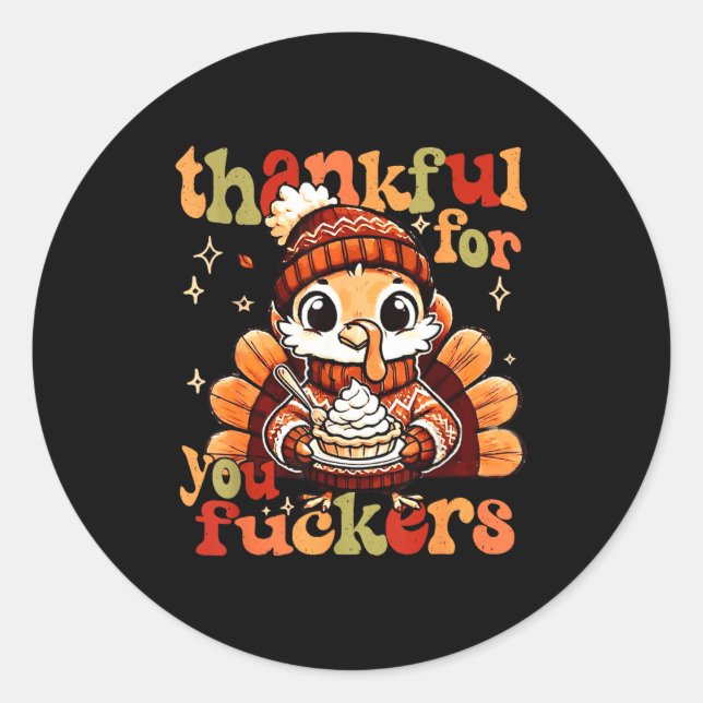 Sticker Rond Merci pour vous Forers Dinde de Thanksgiving Pumpk (Devant)