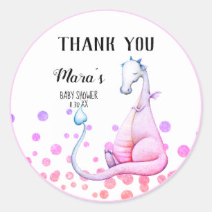 Sticker Rond Merci pourpre de baby shower de parties
