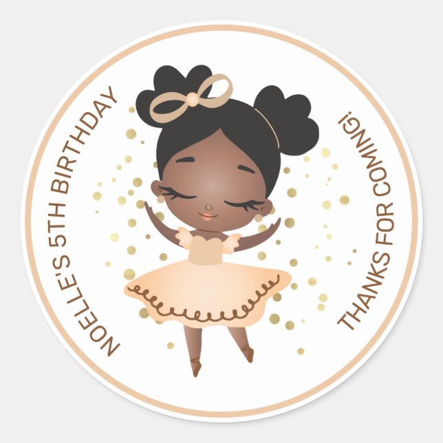 Sticker Rond Merci! Princesse Ballerina avec Bow Anniversaire C (Devant)