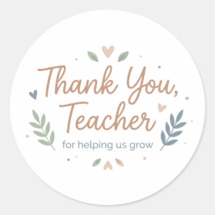 Sticker Rond Merci Professeur de Nous Aider à Grandir