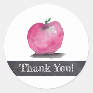 Sticker Rond Merci Retour à l'école aquarelle pomme