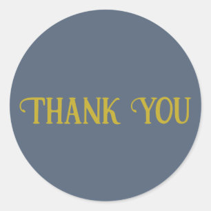 Sticker Rond Merci Retro bleu uni couleur plaine