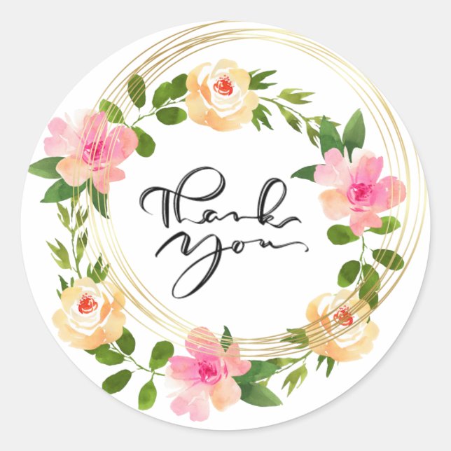 Sticker rond Merci rose (Devant)