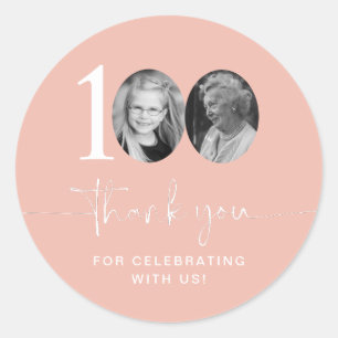 Sticker Rond Merci rose 100e anniversaire