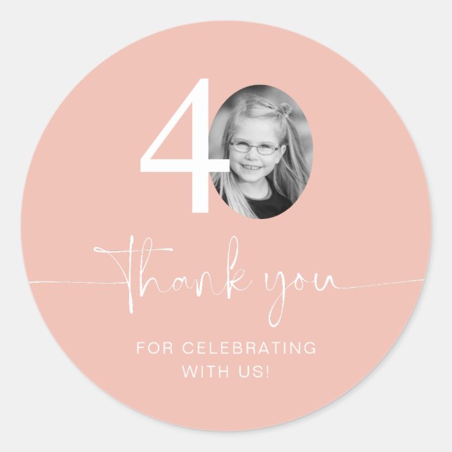 Sticker Rond Merci rose 40e anniversaire (Devant)