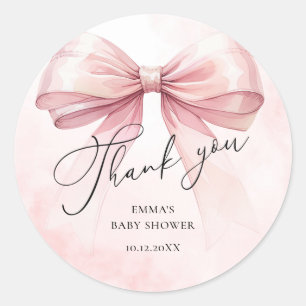 Sticker Rond Merci rose Bow Baby Girl Douche