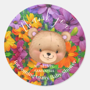 Sticker Rond Merci rose de l'ours en peluche