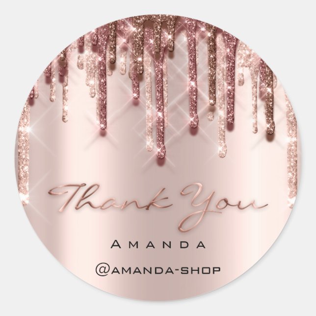 Sticker Rond Merci Rose maquillage Eyelash 3D goutte (Devant)