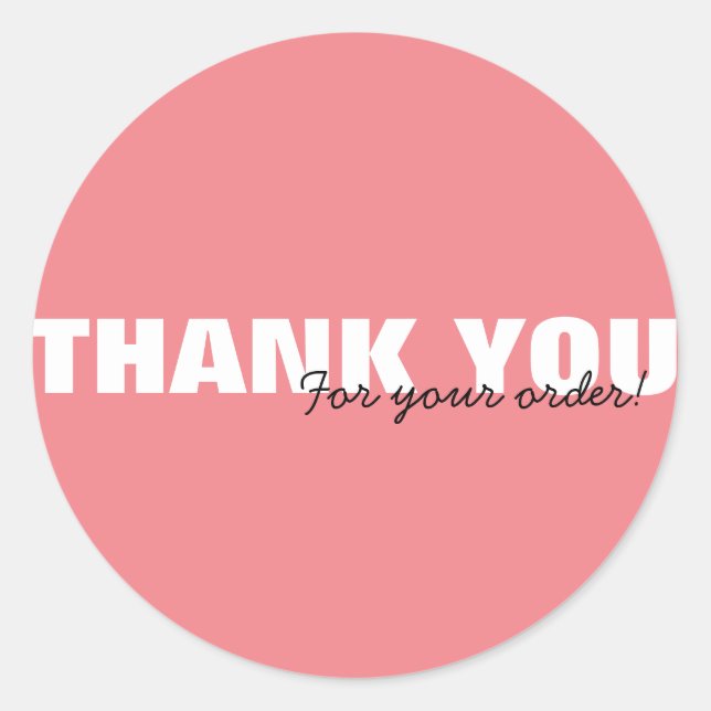 Sticker Rond Merci rose moderne pour votre commande Home Busine (Devant)