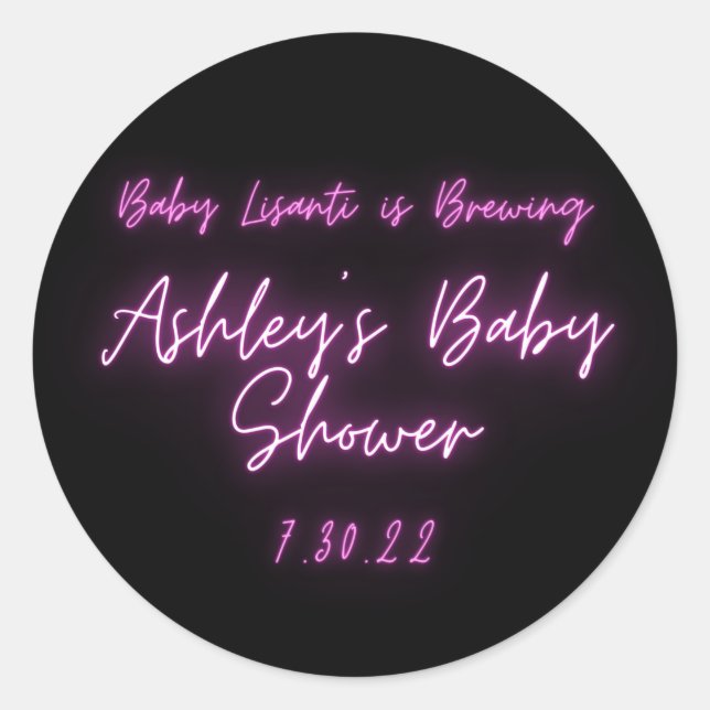 Sticker rond Merci rose néon tendance classique (Devant)