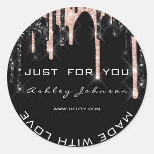 Sticker Rond Merci Rose Noir Fabriqué avec le nom d'amour maqui