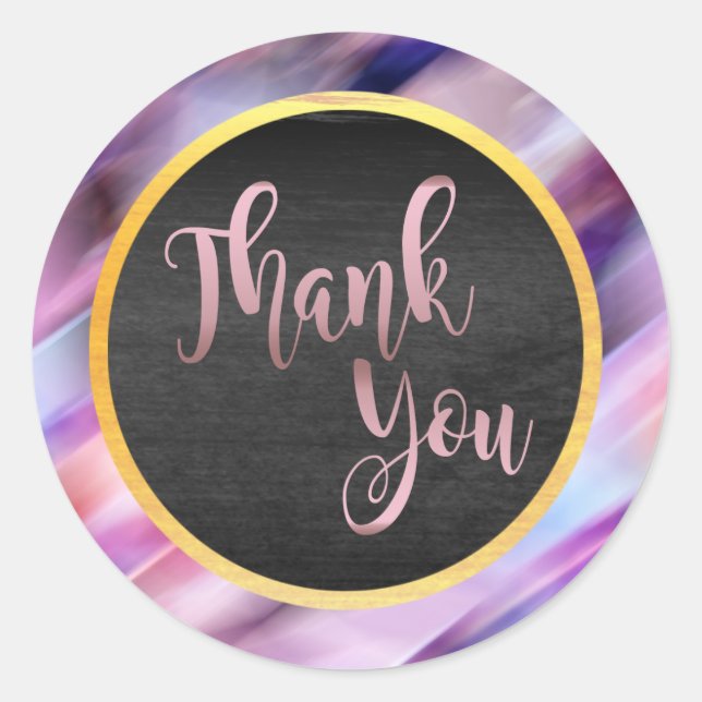 Sticker Rond Merci Rose or rose Mariage Glow (Devant)