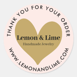 Sticker Rond Merci rose rose moderne Personnalisé Coeur du site