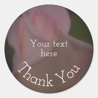 Sticker Rond Merci rose Rosebud Fleur Personnalisé