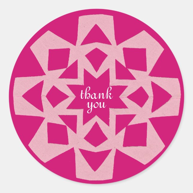 Sticker Rond Merci rose Snowflake (Devant)