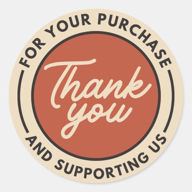 Sticker Rond Merci rouge beige (Devant)
