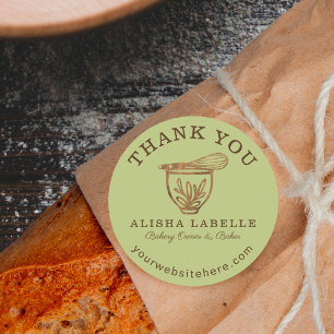 Sticker Rond Merci Rustique Boulangerie à grains de bois