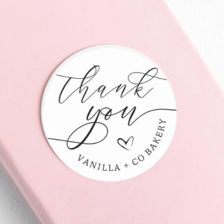 Sticker Rond Merci Script Coeur Produits cuits boulangerie affa