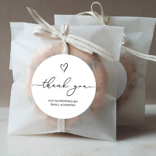 Sticker Rond Merci Script Heart Petite entreprise