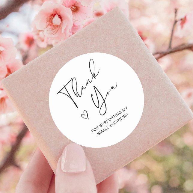 Sticker Rond Merci Script Heart Petite entreprise (Créateur téléchargé)