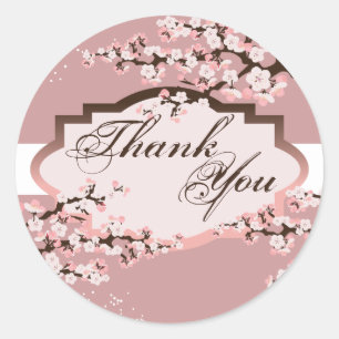 Sticker Rond Merci Seal - Dusty Rose Cherry Blossom Mariage