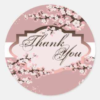 Sticker Rond Merci Seal - Dusty Rose Cherry Blossom Mariage