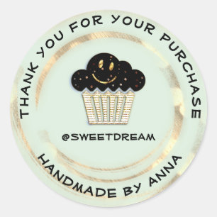 Sticker Rond Merci Shocolate Muffin Smile Mint