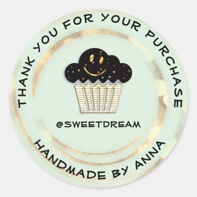 Sticker Rond Merci Shocolate Muffin Smile Mint (Devant)