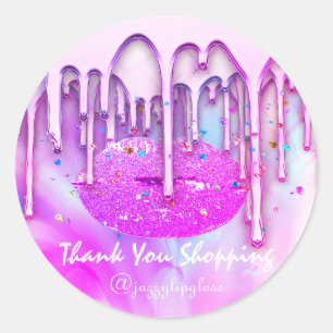Sticker Rond Merci Shopping Lipgloss maquillage du corps