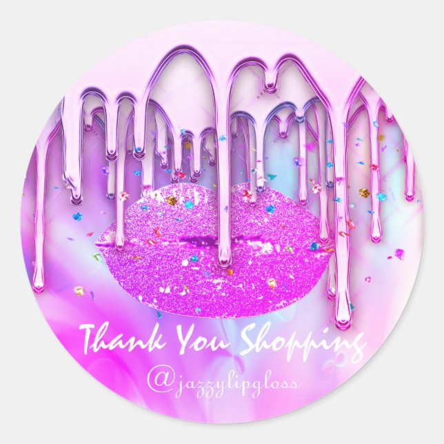 Sticker Rond Merci Shopping Lipgloss maquillage du corps (Devant)
