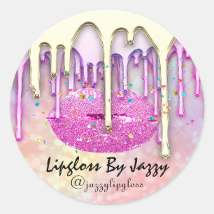 Sticker Rond Merci Shopping Lipgloss Par Kiss Drivers Rose