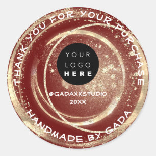 Sticker Rond Merci Shopping Logo artisanal Bourgogne Or