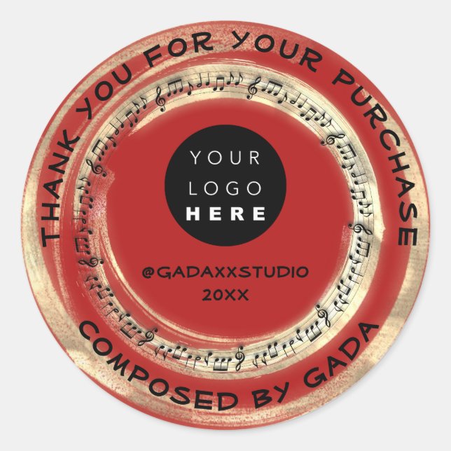 Sticker Rond Merci Shopping Music Logo Social Notes Chanson (Devant)