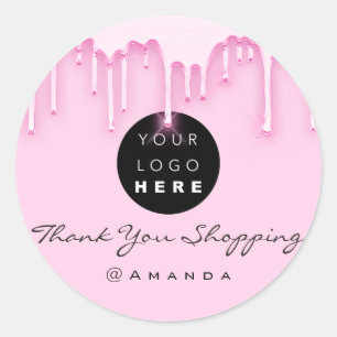 Sticker Rond Merci Shopping Nom de maquillage Artiste Logo rose