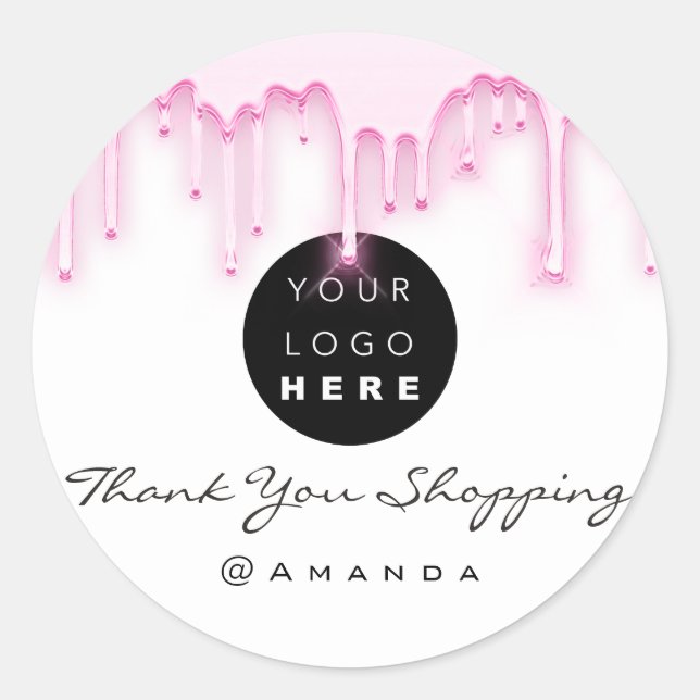 Sticker Rond Merci Shopping Nom Logo Livres blancs (Devant)