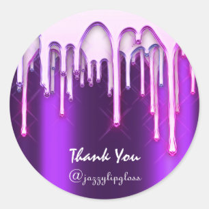 Sticker Rond Merci Shopping Vacances Pink Drives Purple