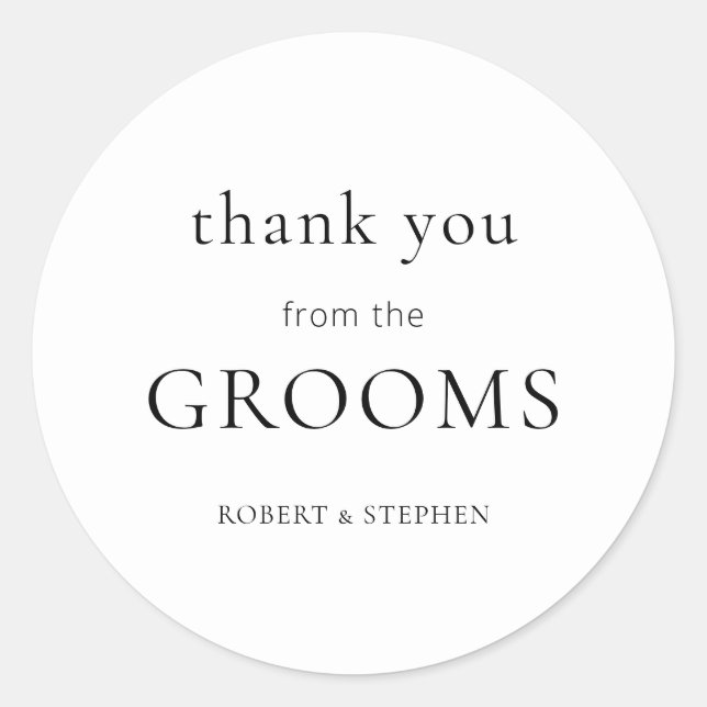 Sticker Rond Merci simple de Grooms Gay Mariage Merci (Devant)