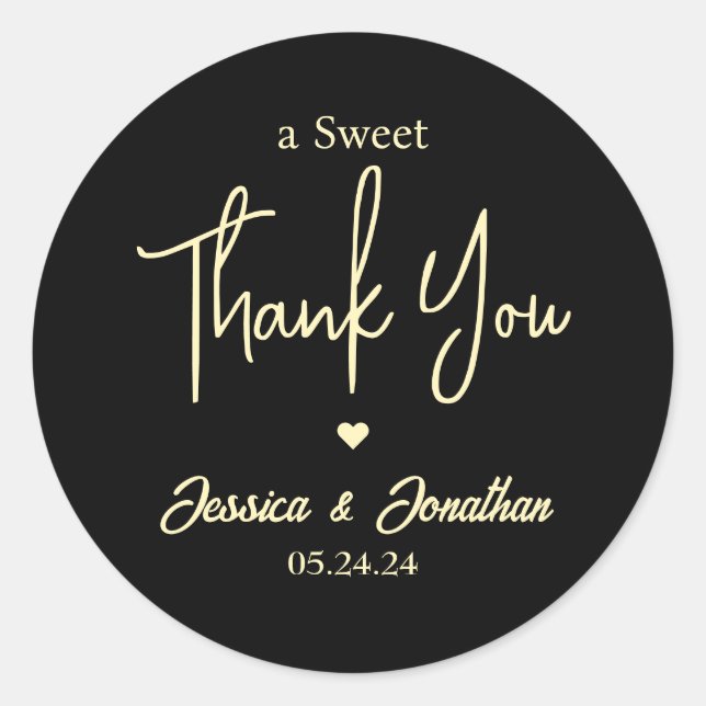 Sticker Rond Merci simple et élégant mariage préféré (Devant)