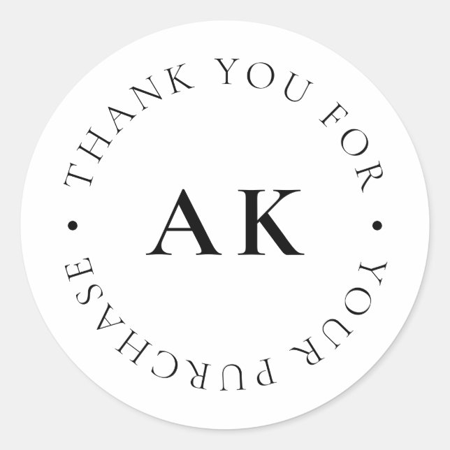 Sticker Rond Merci simple Monogram Business Packaging (Devant)